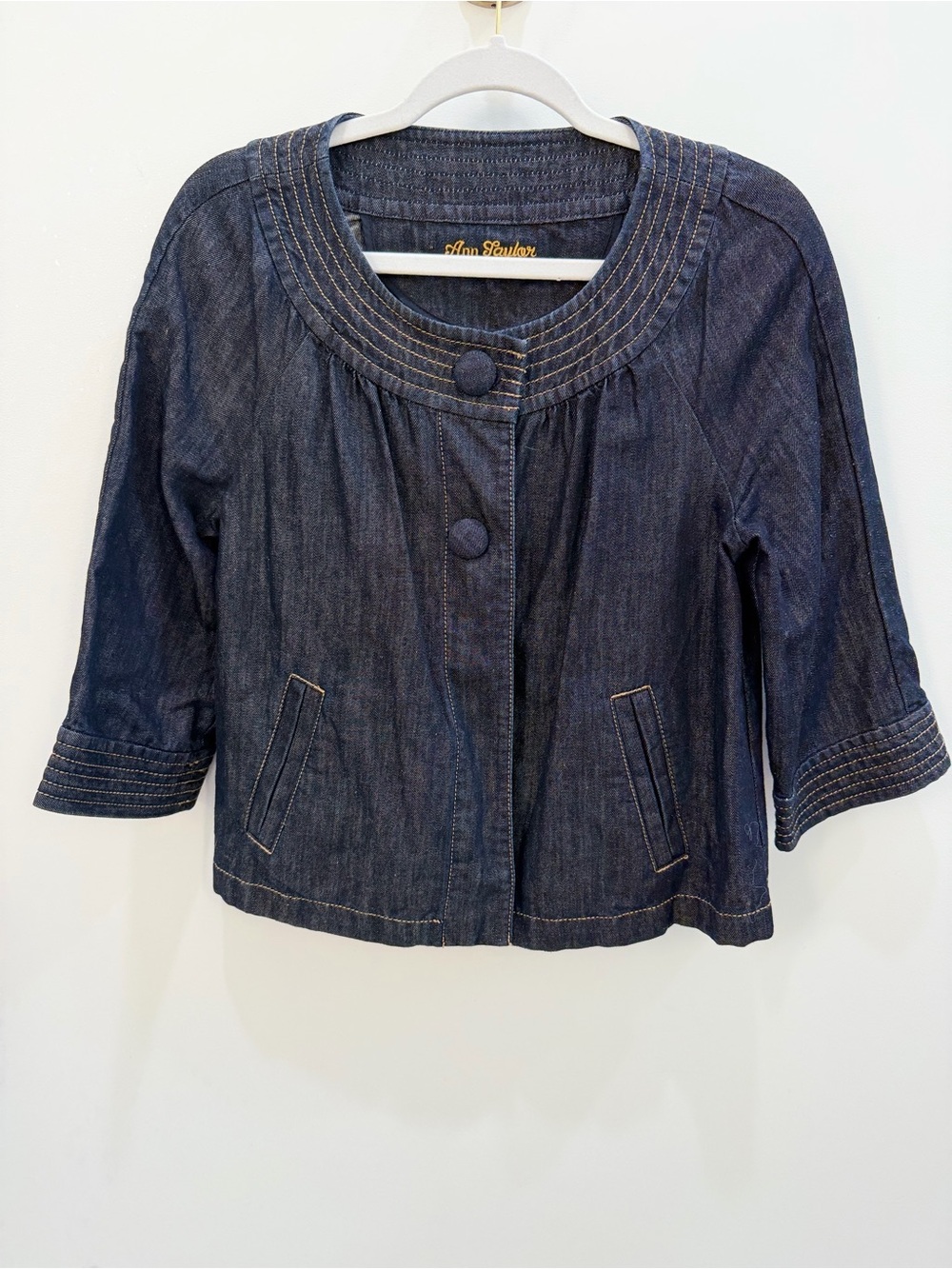 Ann Taylor Dark Indigo Cropped Denim Jacket